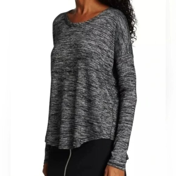Rag &  Bone Hudson Long-Sleeve Tee Marled Grey Relaxed Fit Women's size Medium - Picture 1 of 9